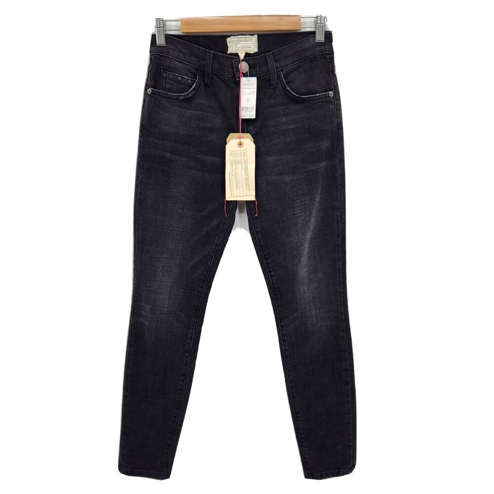 New Current/Elliott Womens The High Waist Townhouse Black Ankle Jeans Sz 26